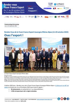 Osez L'export Avec La Team France Export Auvergne Rhône Alpes