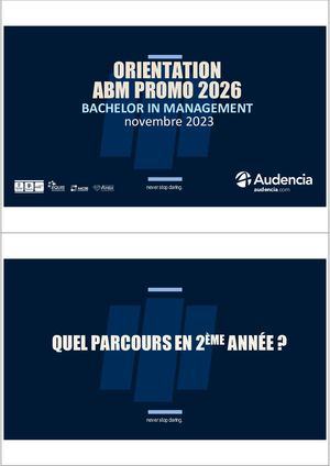 Présentation Orientation 2ème Année - Promo 2026 ABM