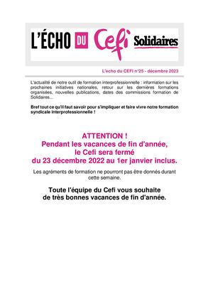 L'écho Du Cefi - Décembre 2023