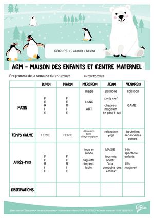 Vacances Noël - centre Aéré Maison des Enfants- S1