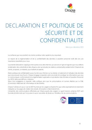 Politique De Confidentialité Citopia