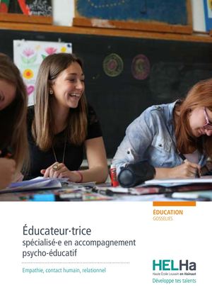 Bachelier en Educateur Spécialisé en accompagnement psycho-éducatif – Education HELHa Gosselies