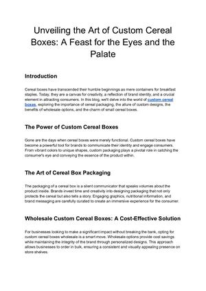 Unveiling The Art Of Custom Cereal Boxes A Feast For The Eyes And The Palate
