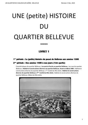 Livre 1 Rév C Déc 2023 Une (Petite) Histoire Du Quartier Bellevue Bf