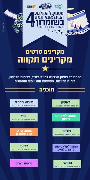 פסטיבל קולנוע שומרון ה4 | תוכניה
