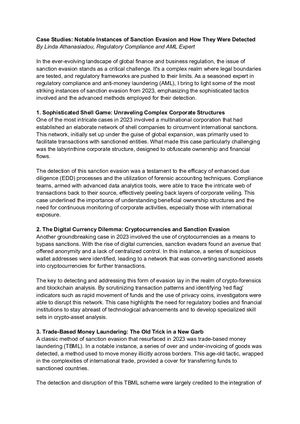 Case Studies Notable Instances Of Sanction Evasion And How They Were Detected