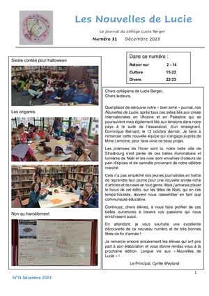 Les Nouvelles De Lucie Décembre 2023