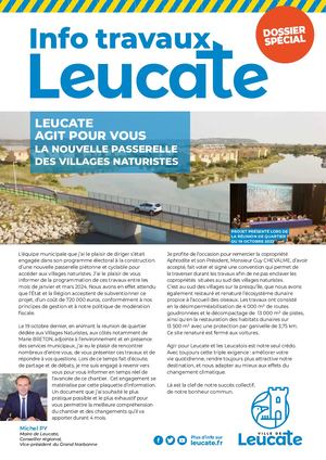 Leucate - Projet de nouvelle passerelle aux Villages Naturistes