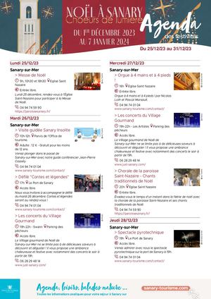 Agenda de la semaine du 25 au 31 décembre 2023