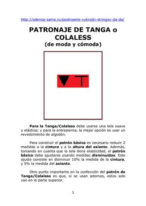 Patronaje De Tanga Colaless