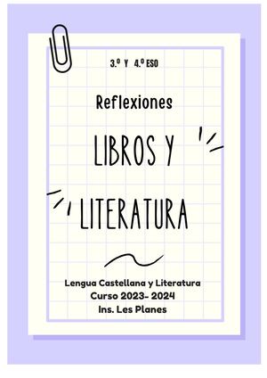 Reflexiones Libros y Literatura, 3 º y 4 º Eso