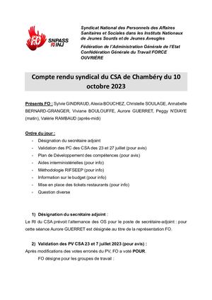 Compte Rendu CSA INJS de Chambéry 10 10 2023 Vf