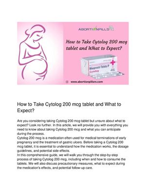 How To Take Cytotec Tablet (Cytolog 200 Mcg) And What To Expect?