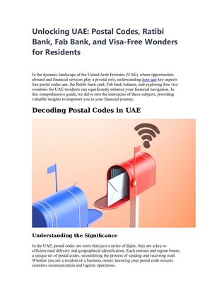 Unlocking UAE: Postal Codes, Ratibi Bank, Fab Bank, and Visa-Free Wonders for Residents