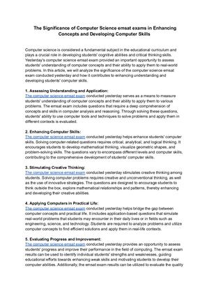 The Significance Of Computer Science Emsat Exams In Enhancing Concepts And Developing Computer Skills