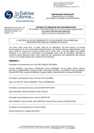 Délibérations communautaires de décembre 2023