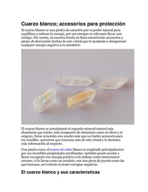 Cuarzo Blanco; Accesorios Para Protección