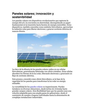 Paneles Solares; Innovación Y Sostenibilidad