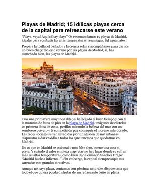 Playas De Madrid; 15 Idílicas Playas Cerca De La Capital Para Refrescarse Este Verano