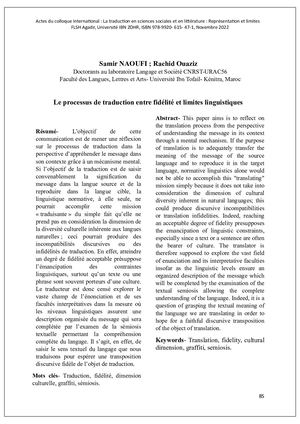 Le Processus De Traduction Entre Fidélité Et Limites Linguistiques