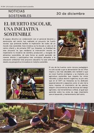 El Huerto Escolar, Una Iniciativa Sostenible
