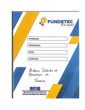 Bitácora Didáctica De Aprendizaje Fundetec