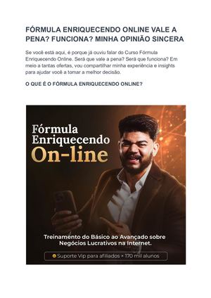 Fórmula Enriquecendo Online Vale A Pena Funciona Minha Opinião Sincera