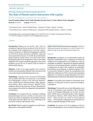The Role Of Platelet And Its Interaction With Aspirin