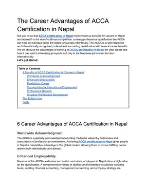 The Career Advantages Of Acca Certification In Nepal