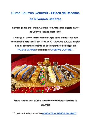 CURSO CHURROS GOURMET -  Curso Churros Gourmet - Receitas Inovadoras e Dicas de Empreendedorismo