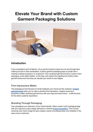 Elevate Your Brand With Custom Garment Packaging Solutions