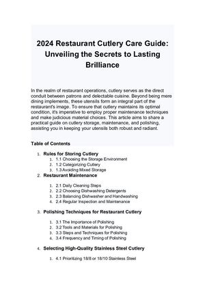 2024 Restaurant Cutlery Care Guide Unveiling The Secrets To Lasting Brillian
