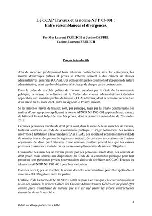 Le CCAP Travaux et la norme NF P 03-001: eEntre ressemblances et divergences.