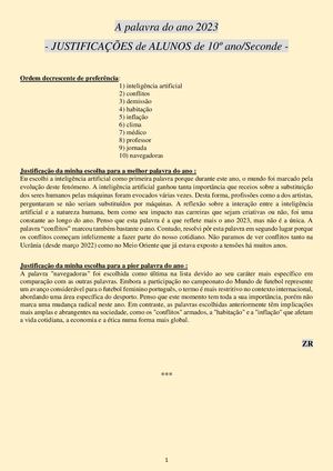 2nde Justificações dadas pelos Alunos 2023