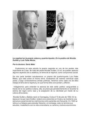 La Negritud En La Poesía Cubana Y Puertorriqueña