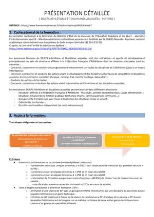 Fiche Détaillée DEJEPS Athlétisme 2024 2025
