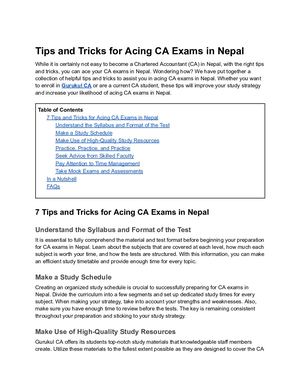 Tips And Tricks For Acing Ca Exams In Nepal