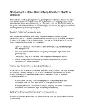Evicting Squatters Colorado