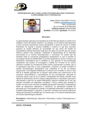 Epistemología De La Educación Universitaria