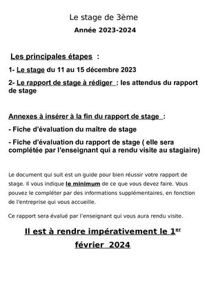 3ème Stage 2023 24 Publication du rapport