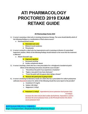 Ati Pharmacology Proctored 2019 Exam Retake Guide