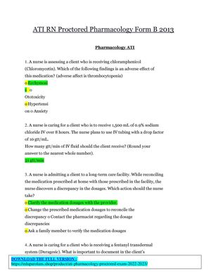 Ati Pharmacology Proctored Exam 2022,2023 (Complete Solution With Correct Answers)
