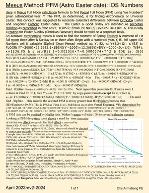 Calculation of Astronomical Easter Full Moon in iOS Numbers by Meeus Formula