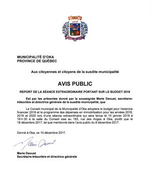 2017 - Avis Publics (Dernier ajout 15 décembre)