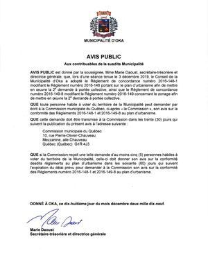 2019 - Avis Publics (Dernier ajout 18 décembre)
