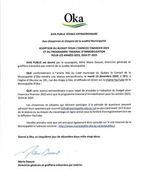 2022 - Avis Publics (Dernier ajout 5 décembre)