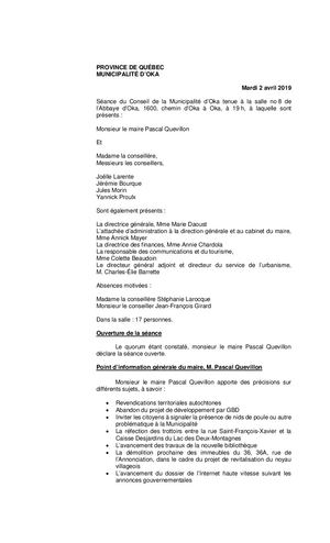 2019 04 02 - Séance Ordinaire