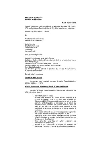 2019 07 02 - Séance Ordinaire
