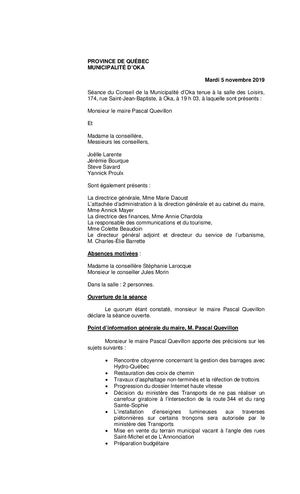 2019 11 05 - Séance Ordinaire