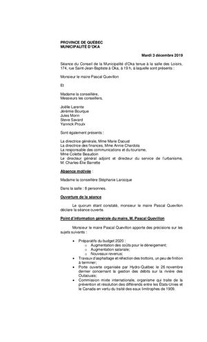 2019 12 03 - Séance Ordinaire